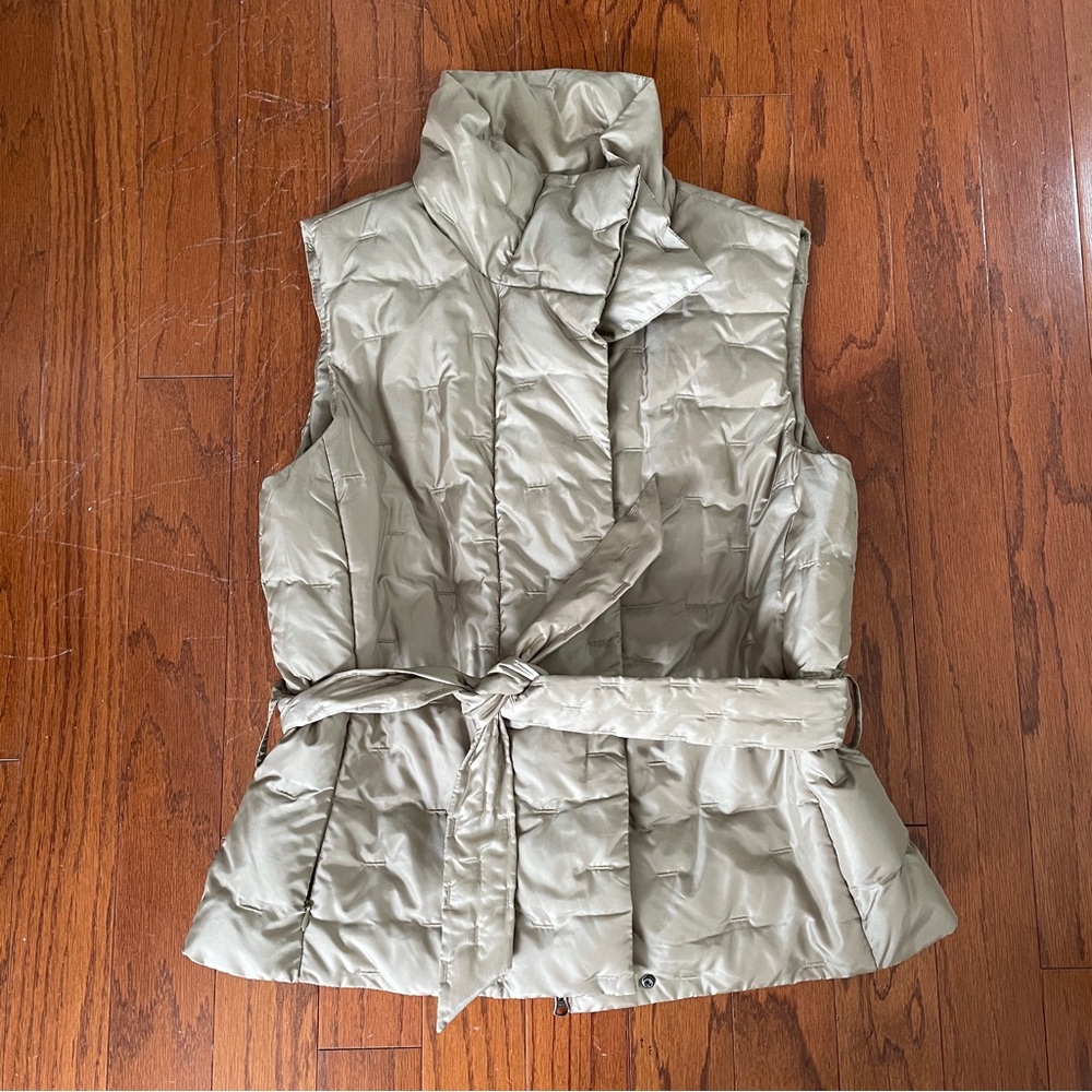 Khaki Quilted Vest with Belt